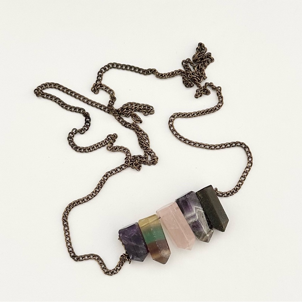 Urban Outfitters Hexagonal Crystal / Natural Stone Necklace